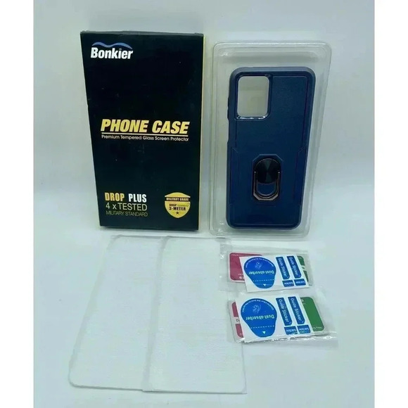 Magnetic Kickstand Case For Motorola Moto G 5G 2022 Blue + 2 Screen Protectors - Picture 1 of 11